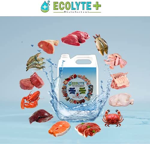 Ecolyte Meat & Seafood Disinfectant 250ml Pack of 32 Pcs I 100% Natural Action, Removes Pesticides & 99.9% Germs With Pure Electrolyzed Water, Safe to Use on Meat & Seafood, Nontoxic and Nonalcoholic.